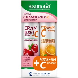 Health Aid Promo Pack Cranberry 500mg + Vitamin C 20tabs & Vitamin C 1000mg 20tabs