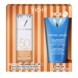 Vichy Promo Capital Soleil Anti-Ageing 3in1 Αντηλιακό Προσώπου με Αντιγηραντική Δράση SPF50 50ml & Δώρο After Sun Καταπραϋντικό Γαλάκτωμα για Πρόσωπο & Σώμα 100ml