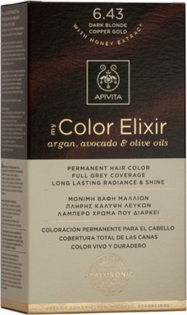 Apivita My Color Elixir Βαφή Μαλλιών 6.43 Ξανθό Σκούρο Χάλκινο Μελί 1τμχ