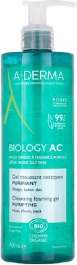 A-Derma Biology AC Cleansing Foaming Gel, Αφρώδες Gel Καθαρισμού για Ακνεϊκά Δέρματα, Πρόσωπο, Στέρνο & Πλάτη 400ml