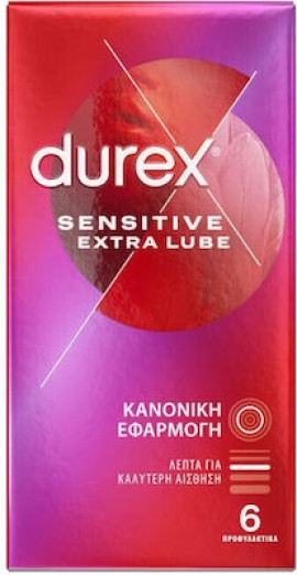Durex Sensitive Thin Feel Condoms Λεπτά Προφυλακτικά Για Καλύτερη Αίσθηση Με Κανονική Εφαρμογή 6 τμχ