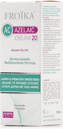 Froika AC Azelaic Cream,Κρέμα Κατά της Ακμής Με 20% Αζελαϊκό Οξύ 30ml