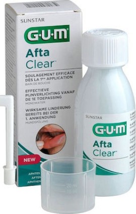 Gum Afta Clear Mouthrinse Στοματικό Διάλυμα για τις Στοματικές Άφθες 120ml.