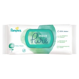 Pampers Οικολογικά και Υποαλλεργικά Μωρομάντηλα Pure Aqua με Καπάκι χωρίς Άρωμα, Οινόπνευμα & με 99% Νερό 1x48τμχ