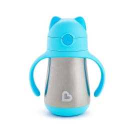 Munchkin Cool Cat Stainless Steel Straw Cup Aνοξείδωτο Θερμός 18m+ Μπλε 237ml