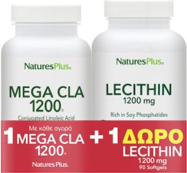 Natures Plus Συμπλήρωμα Διατροφής με CLA & Λεκιθίνη Mega CLA 1200mg 60μαλακές κάψουλες & Lecithin 1200mg 90 μαλακές κάψουλες