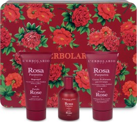 LErbolario Rosa Purpurea Segreti Di Bellezza Set Trio Eau de Parfum 50ml - Shower Gel 100ml - Body Cream 100ml