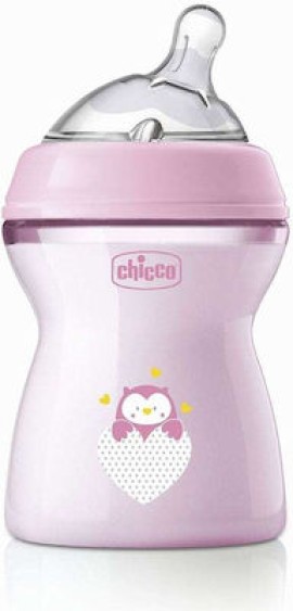 Chicco Πλαστικό Μπιμπερό Natural Feeling Κατά των Κολικών με Θηλή Σιλικόνης 250ml για 2+ μηνών Ροζ Κωδικός: A60-81323-10