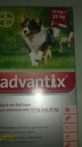 Advantix Spot On  Διάλυμα για Σκύλους 10 Εώς 25 Κιλά με 4 Πιπέτες ( Παραλαβή μόνο απο το κατάστημα)