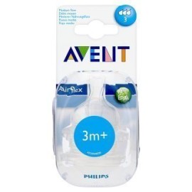 Philips AVENT SCF633/27 - Θήλες σιλικόνης Μέτριας ροής με 3 οπές, 3m+, Χωρίς BPA, Συσκευασία με 2 τεμάχια