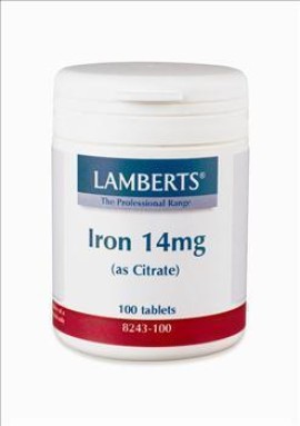 Lamberts Iron 14mg Συμπλήρωμα Διατροφής με Σίδηρο για την Αναπλήρωση των Εξαντλημένων Αποθηκών Σιδήρου του Οργανισμού, 100 Tabs