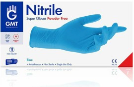 GMT Super Gloves Nitrile Γάντια Νιτριλίου Χωρίς Πούδρα Μπλε Medium 100τμχ