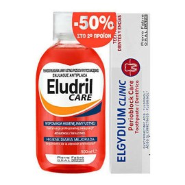 Elgydium Promo Eludril Care Στοματικό Διάλυμα, 500ml & Clinic Perioblock Care Οδοντόκρεμα -50%, 75ml