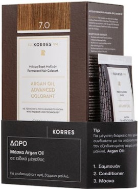 Korres Promo Argan Oil Advanced Colorant 7.0 Ξανθό 50ml & Μάσκα Argan Oil 40ml