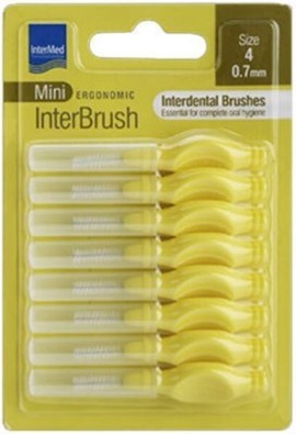 Intermed Ergonomic Mini Μεσοδόντια Βουρτσάκια με Λαβή 0.7mm Κίτρινα 8τμχ