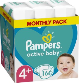 Pampers Pampers Active Baby Πάνες Μέγεθος 4+ (10-15 kg), Monthly Pack, 164 Πάνες