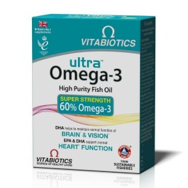 Vitabiotics Ultra Omega-3 Super Strength 60% Υψηλής Καθαρότητας Ιχθυέλαιο 60 κάψουλες