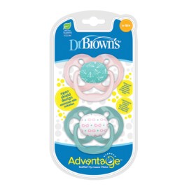 Dr. Browns - Advantage 6-18m Πιπίλες σιλικόνης 6-18 μηνών (Ροζ-Σιέλ) - 2τμχ