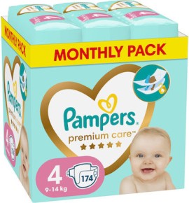 Pampers Premium Care Πάνες με Αυτοκόλλητο No. 4 για 9-14kg 174τμχ Προσθήκη στη σύγκριση menu Pampers Premium Care Πάνες με Αυτοκόλλητο No. 4 για 9-14kg 174τμχ