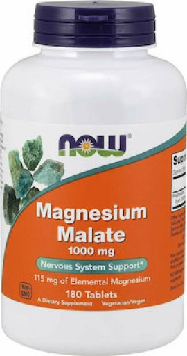 Now Foods Magnesium Malate 1000mg Συμπλήρωμα Διατροφής με Μαγνήσιο 180Tabs.