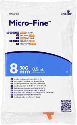 Embecta Micro-Fine Σύριγγα Ίνσουλίνης 0.5ml U-100 with 30G 8mm 10τμχ