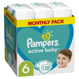 Pampers Active Baby Μέγεθος 6 [13-18kg] Monthly Pack 128 Πάνες