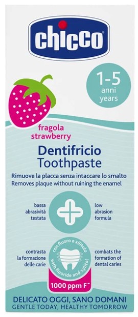 Chicco Toothpaste Παιδική Φθοριούχος Οδοντόκρεμα Με Γεύση Φράουλα 12+ Mηνών 50ml