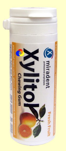 Miradent Xylitol chewing gum Fresh Fruit 30 τεμάχια