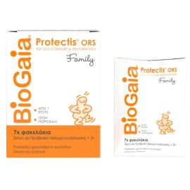 BIOGAIA Protectis Ors for Gut Comfort & Rehydration Family Προβιοτικό Διάλυμα Ενυδάτωσης με Ψευδάργυρο με Γεύση Πορτοκάλι 7 Φακελάκια