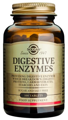 Solgar Digestive Enzymes Συμπλήρωμα Διατροφής Πεπτικών Ενζύμων 100 Ταμπλέτες