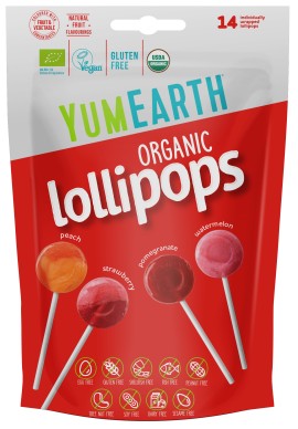 YumEarth Organic Pops Βιολογικά Γλειφιτζούρια Φρούτων (Φράουλα, Ρόδι, Καρπούζι, Βερίκοκο), 14 Τεμάχια