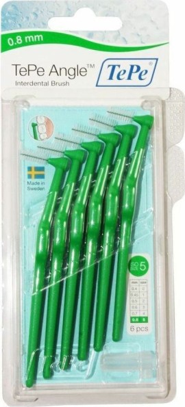 TE PE Interdental Brushes Angle Μεσοδόντια Βουρτσάκια 0.8mm 6τμχ