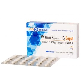 Viogenesis Vitamin K2 (MK-7) 225 μg & Vitamin D3 4000 IU Depot, 60 tabs