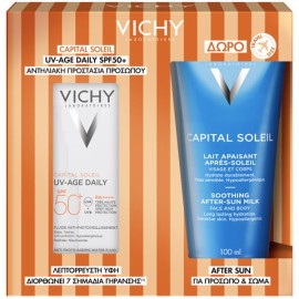 Vichy Capital Soleil Promo με UV-AGE Daily Λεπτόρρευστο Αντηλιακό Προσώπου SPF50+ 40ml & Δώρο After Sun για Πρόσωπο & Σώμα 100ml