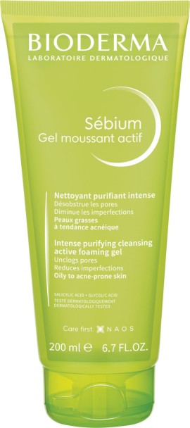 Bioderma Sebium Gel Moussant Actif Intense Purifying Cleansing Active Foaming Gel 200ml