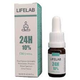 Lifelab 24h Συμπλήρωμα Κάνναβης σε Σταγόνες 1000mg με 10% CBD με Γεύση Citrus για Αντιμετώπιση Άγχους 10ml