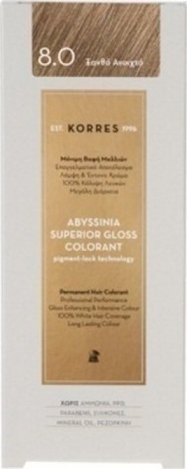 Korres Abyssinia Superior Gloss Colorant Βαφή Μαλλιών 8.0 Ξανθό Ανοιχτό 50ml