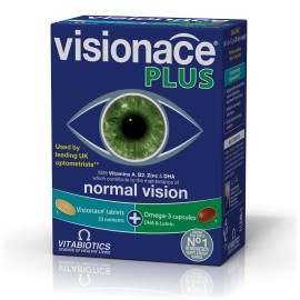 Vitabiotics Visionace Plus28 ταμπλέτες Visionace + 28 κάψουλες με εστέρες λουτείνης & ωμέγα-3