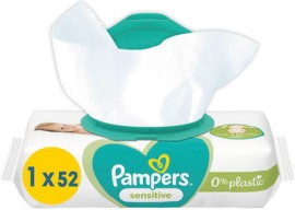 Pampers Sensitive Wipes Μωρομάντηλα Χωρίς Άρωμα & Οινόπνευμα 52τμχ