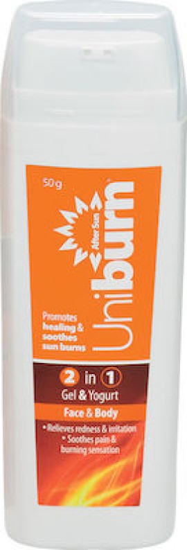 Uni-Pharma Uniburn 2 in 1 Yogurt After Sun Gel για Πρόσωπο και Σώμα 50ml Προσθήκη στη σύγκριση menu Uni-Pharma Uniburn 2 in 1 Yogurt After Sun Gel για Πρόσωπο και Σώμα 50ml