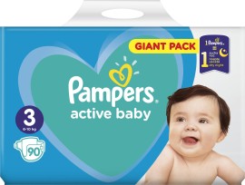 Pampers Active Baby Πάνες GIANT Pack Μέγεθος 3 (6-10 kg), 90 Πάνες