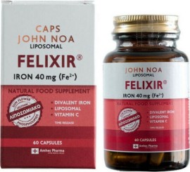 John Noa Liposomal Felixir Iron 40mg+Vit C Συμπλήρωμα Διατροφής Σιδήρου 60caps