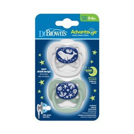 Dr.Browns | Advantage Πιπίλες Σιλικόνης Νυκτός Ωκεανός 0-6μηνών | 2τμχ
