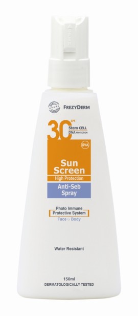 Frezyderm Sunscreen Anti Seb SPF30 Αντιηλιακό Spray Προσώπου - Σώματος 150ml