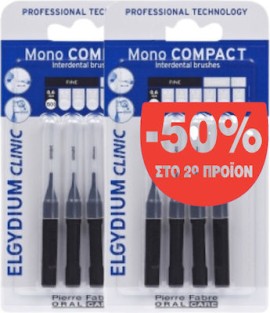 Elgydium Clinic Mono Compact Μεσοδόντια Βουρτσάκια 0.35mm Μαύρα 8τμχ