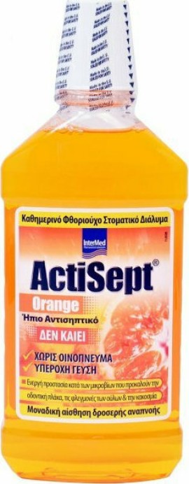 Intermed Actisept Mouthwash Orange Καθημερινό Φθοριούχο Στοματικό Διάλυμα Με Γεύση Πορτοκάλι 500ml