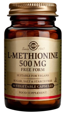 Solgar L-Methionine 500mg Συμπλήρωμα Διατροφής 30 Φυτικές Κάψουλες