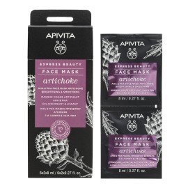 Apivita Express Mask AHA + PHA Μάσκα Προσώπου με Αγκινάρα για Λάμψη + Λεία Υφή, 2x8ml