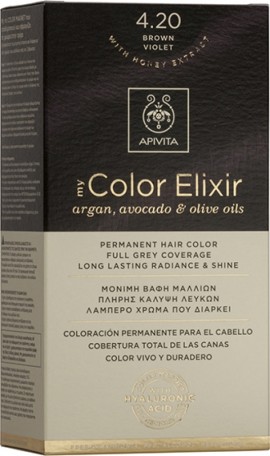 Apivita My Color Elixir Kit Μόνιμη Βαφή Μαλλιών 4.20 Καστανό Βιολετί