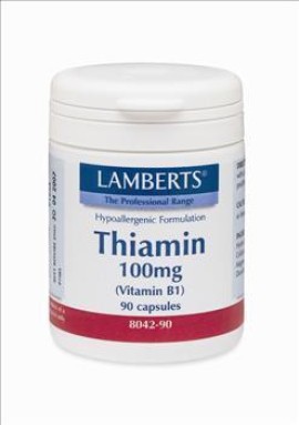 Lamberts Thiamin 100mg Vit B1 Θειαμίνη για τη Φυσιολογική Λειτουργία του Νευρικού Συστήματος, των Μυών και της Καρδιάς, 90caps